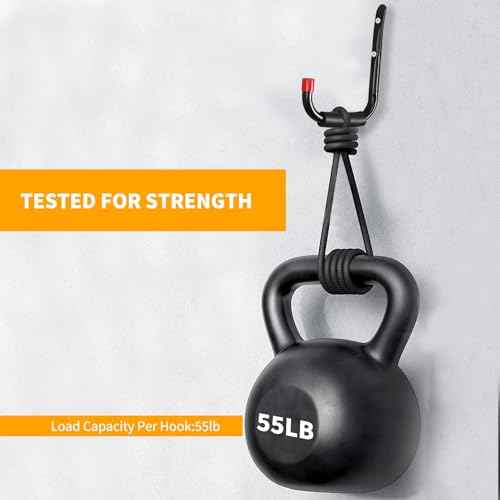6 Pack Garage Hooks Heavy Duty, Utility Steel Hooks with EVA Foam Padding, 15inch Wall Mount J Organizer Hanger for Hanging Bikes Kayak Garden Tool Hose Bike Shelf