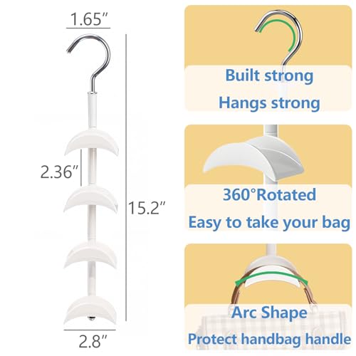 Purse Hanger Organizer for Closet 2Pack, Hanging Bag Holder, with 4 Hooks, Hanging Organizer for Handbag Keeping Purses, Storage Hook Backpack Rack Space Saving Hanger - size: 2 pack