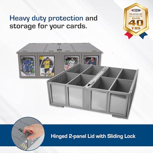 BCW Collectible Card Bin (2-Pack, Gray) | Holds 3200 Cards Each | Includes 4 Dividers | Storage for Pok?mon, MTG & Sports Cards