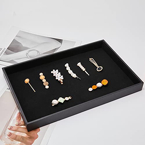 2Pcs Black Velvet Stackable Jewelry Tray Showcase Display Earring Necklace Bracelet Rings Organizer… - size: 2pcs