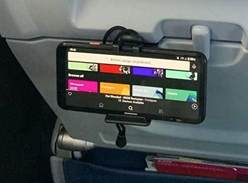 The SkyClip+ Phone &amp Tablet Holder for Air Travel Home and Office Use - Inflight Phone Mount &amp Stand Compatible with iPhone Android Kindle and Tablets - Ultimate Travel Accessory (Black)
