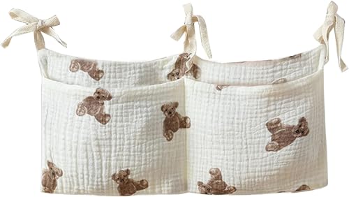 Bedside hanging bag for storing baby milk bottles and blankets - Baby diaper folding bed organizer bag - Pink - color: pink