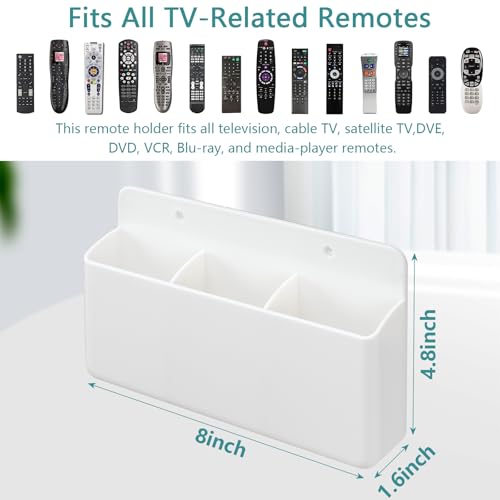 3 Slot Adjustable Remote Control Holder Wall Mount, TV Remote Holder, Self Adhesive Controller Holder, Wall Pen Holder Storage Accessories for Home Office School (White 1Pack) - color: White&1pcs
