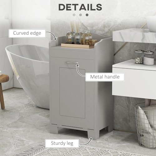 HOMCOM 31" Tilt Out Laundry Hamper, Free Standing Home Organizer Hamper, Bathroom Storage Cabinet, Gray