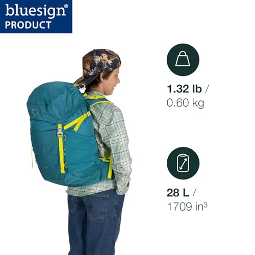 Osprey Jet 28L Kid's Hiking Backpack, Green Canopy