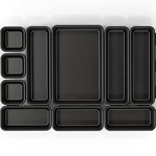 Simple Houseware Interlocking Desk Drawer Bins Organizer, 10 Packs, Black - size: Pack of 10