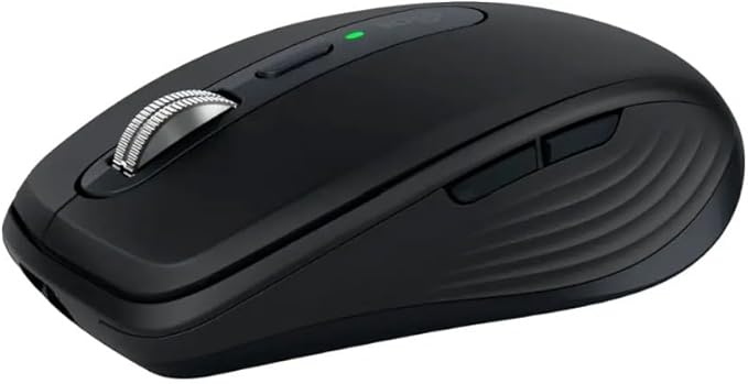 Logitech MX Anywhere 3S Compact Wireless Mouse, Fast Scrolling, 8K DPI Any-Surface Tracking, Quiet Clicks, Programmable Buttons, USB C, Bluetooth, Windows PC, Linux, Chrome, Mac - Black (Renewed)