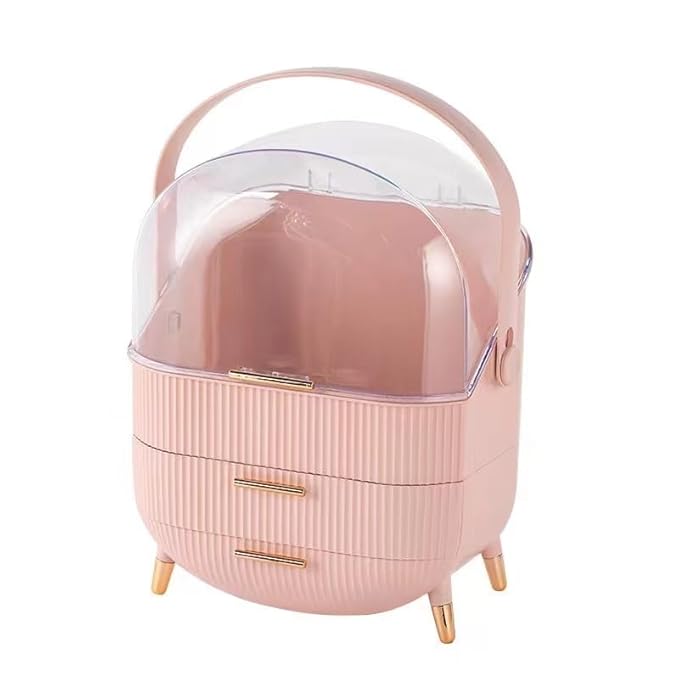 Makeup Organizer for Vanity, Cosmetics Skincare Organizers with Lid and Drawers, Cosmetic Display Cases for Countertop Bathroom Dresser, Ideal Gifts for Women