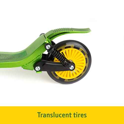 TOMY John Deere Kids Kick Scooter - Aluminum Girls and Boys Scooter -Includes Light Up Wheels and Adjustable Height for Growing Kids - for Ages 5 Years and Up