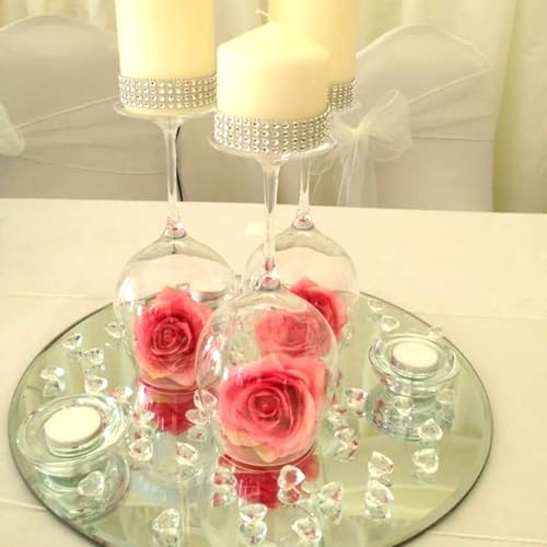 16Pack Round Mirror Centerpieces for Tables, Acrylic Round Mirror Trays Plates Decoration Circular Plate for Table Centerpiece Candles Wedding Baby Shower Christmas Party Decor Crafts (6inch)