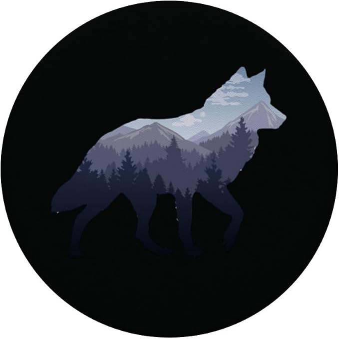 Lone Wolf Survives The Mountain Silhouette Art PopSockets Adhesive PopGrip