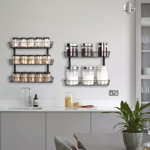 SWOMMOLY Adjustable Wall Mount Spice Rack, 9-Tier Dual-use (Multi-use) Organizer, Black - color: Black, size: 9-Tier