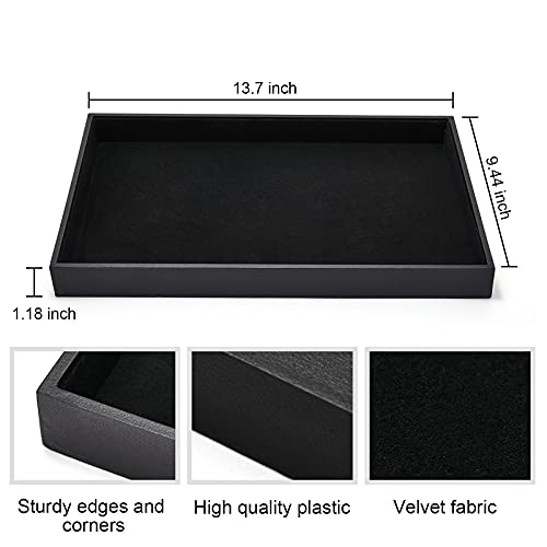 2Pcs Black Velvet Stackable Jewelry Tray Showcase Display Earring Necklace Bracelet Rings Organizer… - size: 2pcs