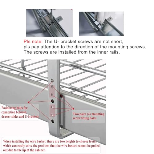 DINDON 2 Tier Pull Out Cabinet Organizer (11"W X 21"D), Double Tier Wire Basket Slide Out Shelf Storage for Kitchen Base Cabinet Organization for Kitchen, Pantry, Bathroom, Chrome - size: 11'' W X 21'' D