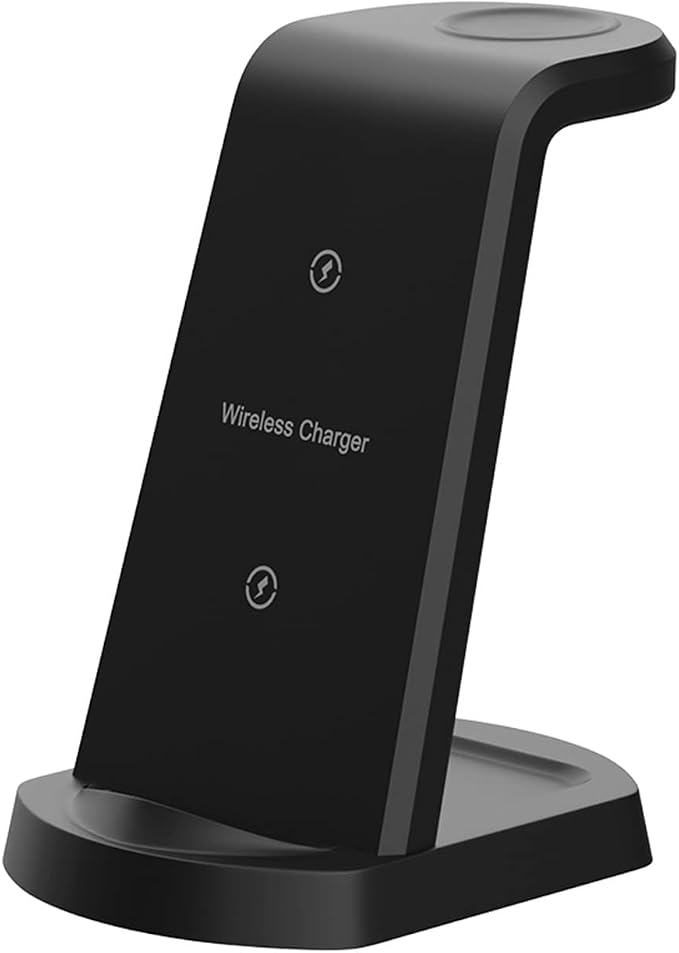 Aoresac 15W Fast Charging Dock 3 in 1 Wireless Charging Station Smartphone Watch Earbuds Stand Holder with Anti Slip Design Indicator Light for Home Office Hotel Bar