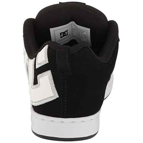 DC Women's Court Graffik Casual Low Top Skate Shoe, Black/White Stencil, 6.5