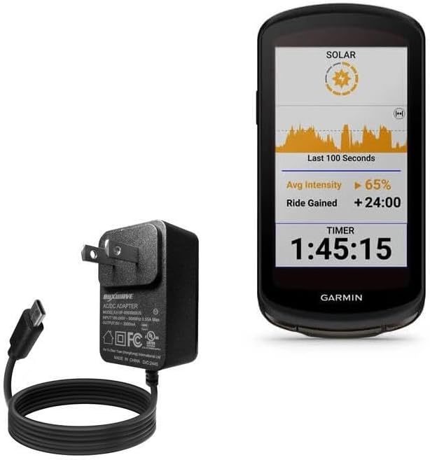 BoxWave Charger Compatible with Garmin Edge 1040 Solar - Wall Charger Direct (15W) Rapid Charge Your Device with Built-in 3ft Cable