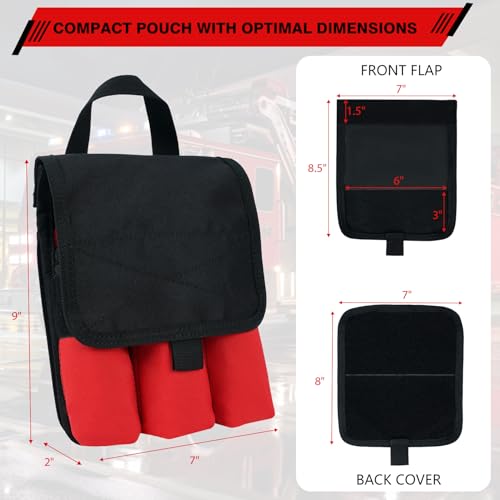 MELOTOUGH 7-Pocket Firefighter Tool Pouch with Carry Handle and Flap, Fits in Bunker Gear Pocket, Tool Organizer