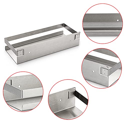 OwnMy 10 Inch Bathroom Shower Shelf Stainless Steel Bath Kitchen Basket Shower Caddy Rack, Rust Proof Metal Bathroom Storage Floating Shelves Wall Mounted Shower Corner Rectangular Shelf (Silver)