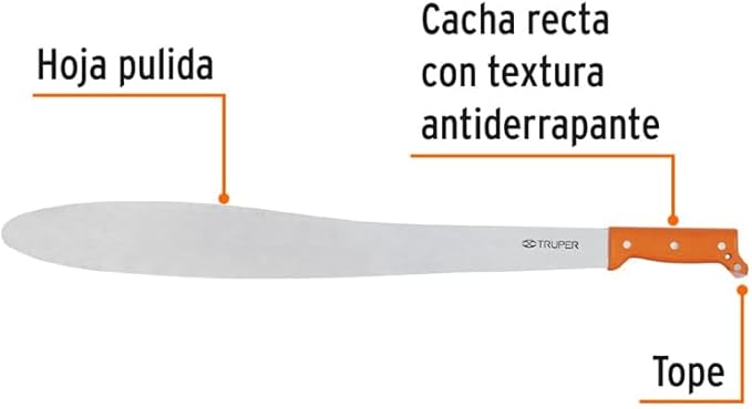 TRUPER T-1173-24P Orange Handle Caguayana Style Machetes 24" (61cm)