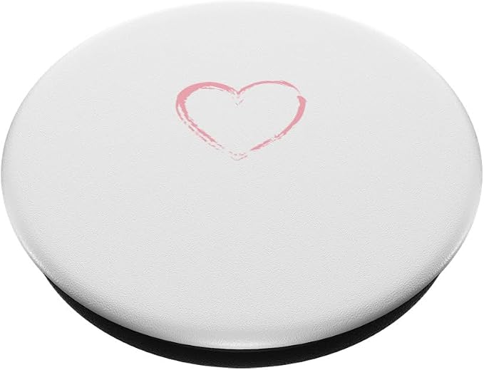 Pink Heart White PopSockets Adhesive PopGrip
