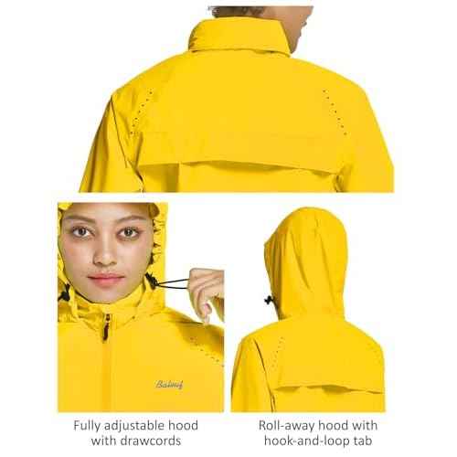 baleaf Women's Rain Jackets Waterproof Windbreaker Packable Running Lightweight Cycling Jacket Reflective Hooded