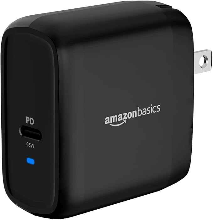 Amazon Basics 68W Two-Port GaN Wall Charger with 1 USB-C (60W) &amp 1 USB-A Ports (18W) with PD for Laptops Tablets &amp Phones (iPhone 16/15/14/13/12/11/X iPad MacPro Samsung More) Non-PPS B