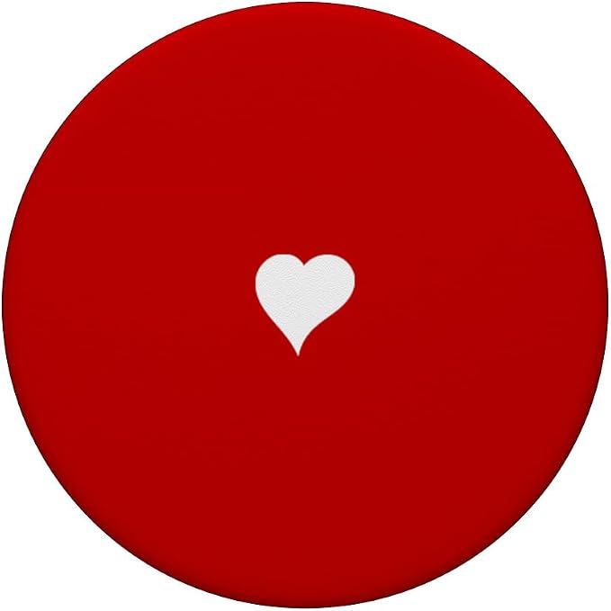 Cute Hand Drawn White Heart - Red Minimalist Love Symbol PopSockets Adhesive PopGrip