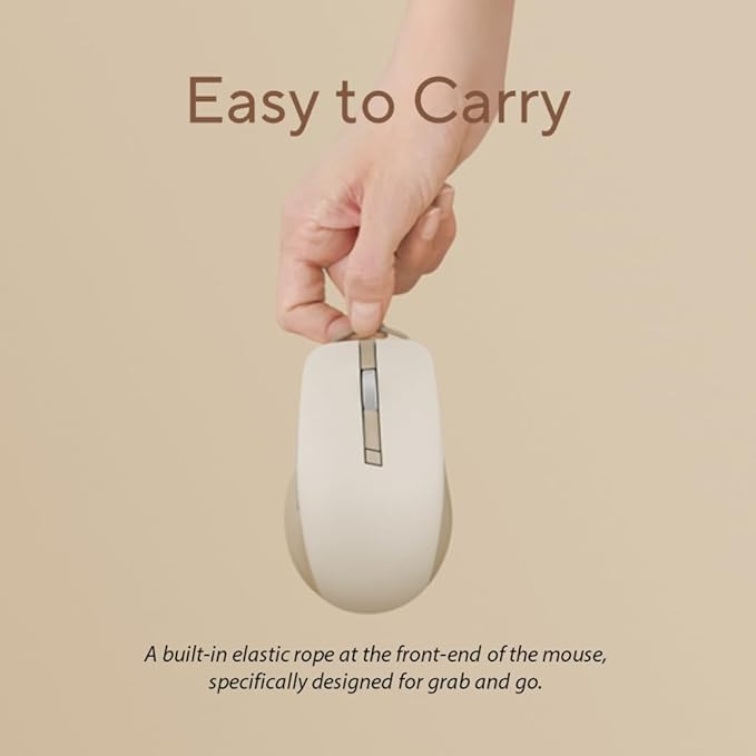 ASUS Wireless SmartO Mouse Silent Plus – Dual Mode (BT/2.4GHz), up to 3 Devices, Ergonomic, 4200 DPI, AA Battery Lasts up to 1 Year, Quiet Switches, Portable, for Productivity/Gaming - Oat Milk