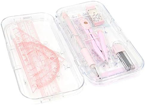LABANCA 8 Pcs Compass Set with Protractor for Math Geometry Set Drawing Compass, Rulers, Pencil, Eraser