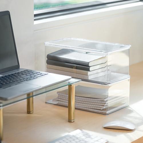 iDesign Stackable Shoe Box - Plastic Shoe Box with Hinged-Lid - Clear - Made in USA - style: Pack of 1