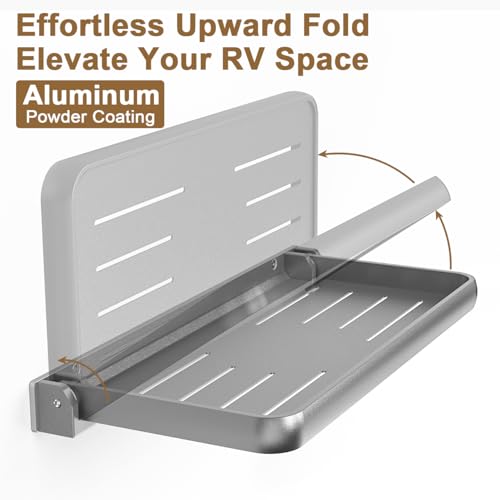 Safoner RV Aluminum Fold-Down Wall Shelf - The Essential Camper Accessory for Interior Organization | Space-Efficient Versatile Floating Storage- 2 Packs