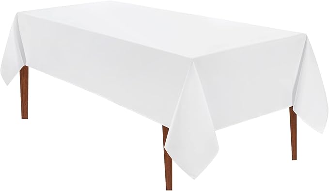 VidaFete 1 Pack 60 * 84inch Rectangle Tablecloth Polyester Table Cloth，Stain Resistant and Wrinkle Polyester Dining Table Cover for Kitchen Dinning Party Wedding Tabletop Buffet Decoration(White)