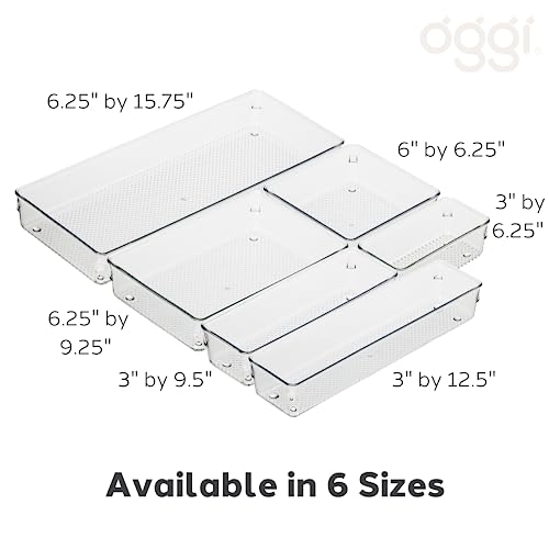 Oggi Clear Drawer Organizer - 6" X 6"- Ideal for Organizing Kitchen Drawers, Office, Desk, Silverware, Kitchen Utensils, Cosmetics and Bathrooms (Pack of 2) - size: 6" by 6" (Pack of 2)