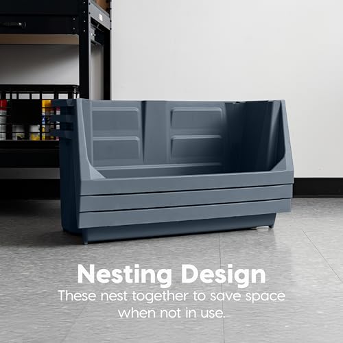 IRIS USA Open Front Storage Bins, Jumbo, Heavy Duty Garage Storage, Stackable Storage Bins, Tools Hardware Hose Household Product Sporting Goods, Wide Open Front, Interlocked Secure Stacking, Gray - size: Jumbo - 1 Pack