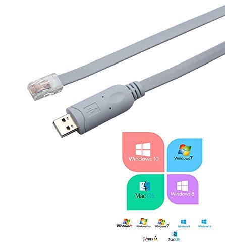 FTDI Chip Console Cable - USB Male to RJ45 Male 10FT (3m) for PCs Laptops Router and More