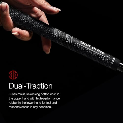 Golf Pride MCC Golf Club Grip - All-Weather Hybrid Grip - Brushed Cotton Cord & Pebbled Texture - Moisture-Wicking Technology - White