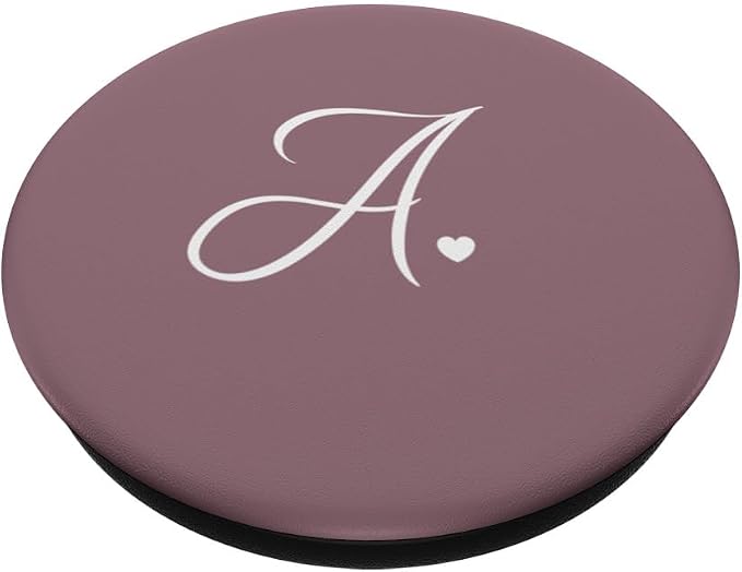 Mauve Cute Letter A Initial Heart Monogram PopSockets Adhesive PopGrip