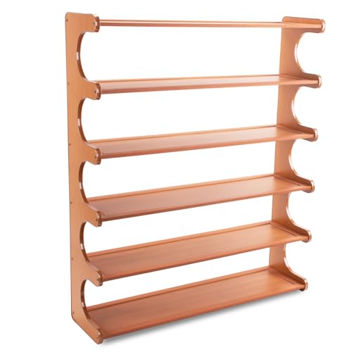 Shoe Rack,6 Tier Shoe Organizer Storage Shelf,Bamboo Narrow Shoe Closet,Small Space Shoe Rack,for Entryway Closet 26.77×7.48×32inch - size: 6 Tier-26.77" Wide