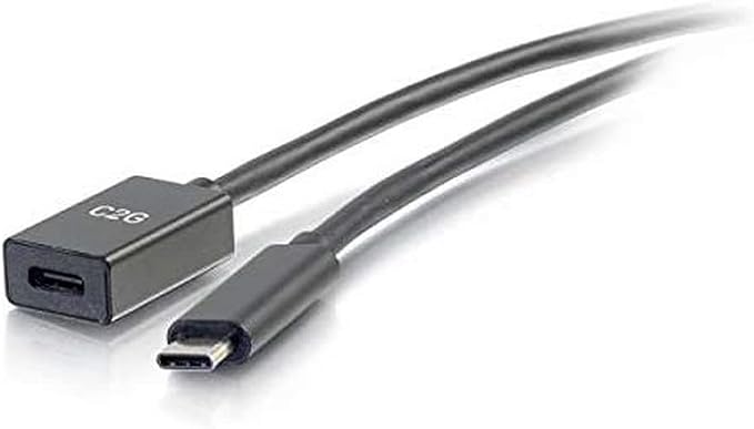 C2G USB Short Extension Cable USB Cable USB C Cable 10G Black 1 Foot (0.3 Meters) Cable to Go 28657
