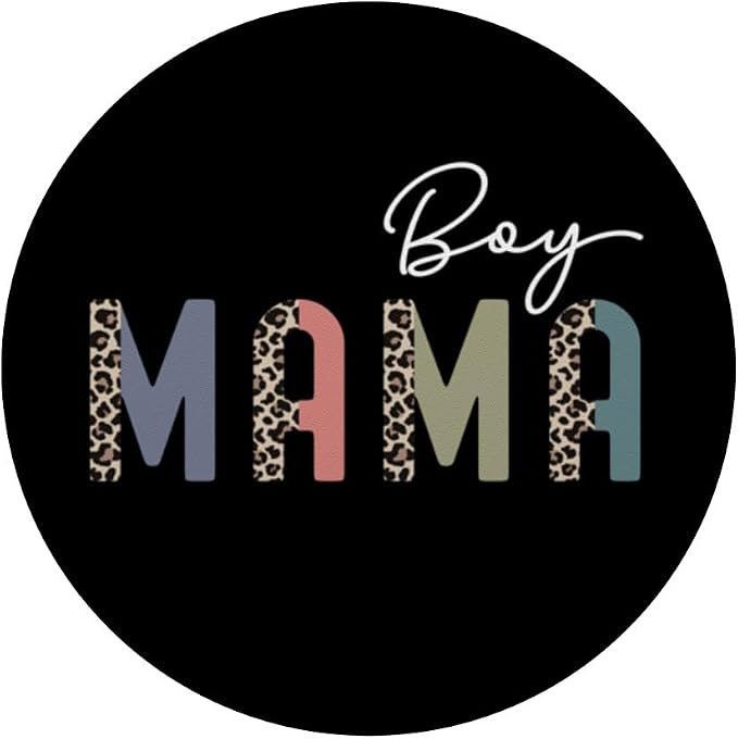 Boy Mama Simple Leopard Text Mom of Boys Cute Mothers Day PopSockets Adhesive PopGrip