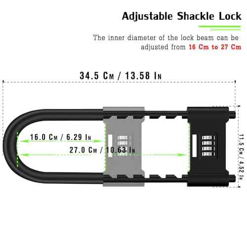 4 Digit Combination Padlock,Heavy Duty Anti Theft U-Shape Security Code Lock with Adjustable Shackle,for Bicycles, E-Bike,Mountain Bike,Glass Door,Gates,Shed, Fence [ Adjustable Range 160-270mm]