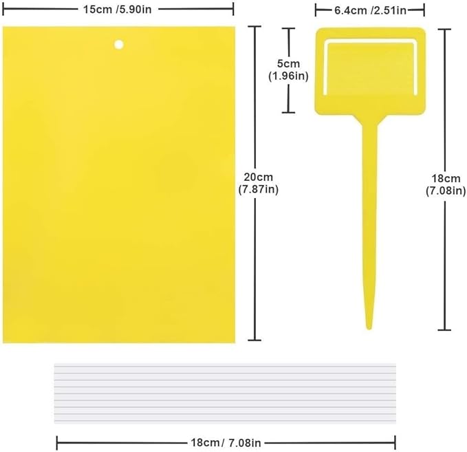 Gideal 30-Pack Dual-Sided Yellow Sticky Traps for Indoor Outdoor Flying Plant Insect Fungus Gnats, Whiteflies, Aphids, Leafminers,Thrips (6x8 Inches, Included 30pcs Twist Ties)