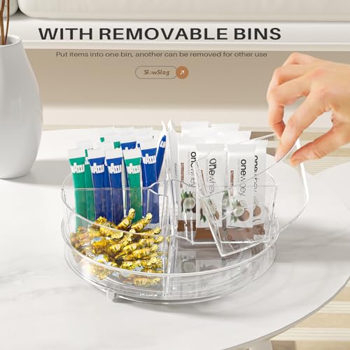 Lazy Susan Organizer, 9 inch Rotating Storage Organizer with 4 Removable-Bins,Turntable Organizer for Fridge, Kitchen, Vanity, Cabinet - size: 1 Pack - 4 Bins 9in