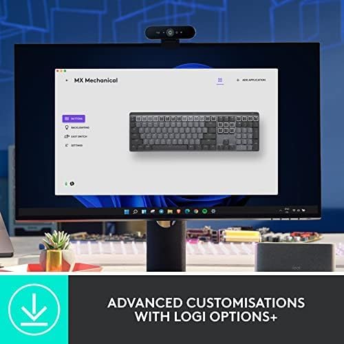Logitech MX Mechanical Mini Wireless Illuminated Keyboard, Tactile Quiet Switches, Backlit, Bluetooth, USB-C, macOS, Windows, Linux, iOS, Android, Metal