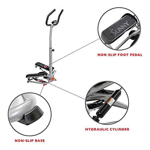 Sunny Health & Fitness Twist Stepper with Handlebar, Stair Step Machine for Cardio Workout, Compact Home Exercise Equipment W/Optional Free SunnyFit App Connection