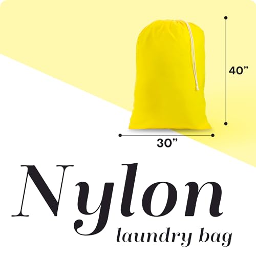 Nylon XL Laundry Bag - Locking Drawstring Closure, Machine Washable, These Large Bags Will Fit a Laundry Basket and Strong Enough to Carry up to Two Loads of Clothes (Yellow | 30" x 40") - color: Yellow, size: 30" x 40"