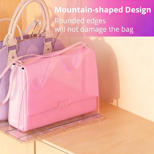 ANTOWIN 2 Pack Clear Purse Organizers for Closet, Adjustable Shelf Divider, Handbag Separators Storage Organizer, Shelf Divider in Bedroom, Office, Kitchen - size: Peak shape
