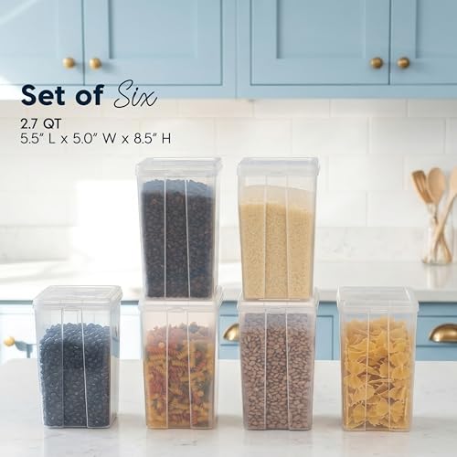 IRIS USA Food Storage Containers with Flip-Top Lid, 2.7 Qt - 6 Pack, Clear Stackable Food Containers for Kitchen & Pantry Organization, BPA-Free, Food Grade Plastic For Flour, Sugar, Dry Food, Grain - size: Food Grade Medium - 6 Pack