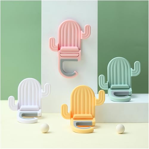 4 Pack Broom and Mop Holder Wall Mount，Cute Cactus Wall Utility Hooks No Drill Mop and Broom GripperDecorative Hanging Holder for Bathroom Kitchen